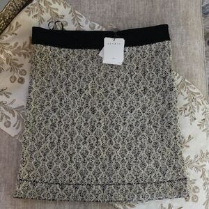 Sandro Black and Gray Textured Pencil Skirt